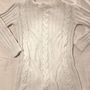 White cable knit sweater dress